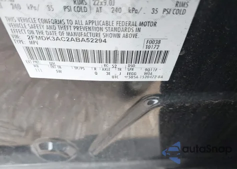 2010 Ford Edge Sport z USA, uszkodzony, nr VIN 2FMDK3AC2ABA52294